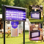 Cortador de mosquitos alimentado por energía solar, matador de insectos exterior de 4500V con panel solar de 15W, zapper eléctrico inalámbrico impermeable – lámpara recargable para matar mosquitos...