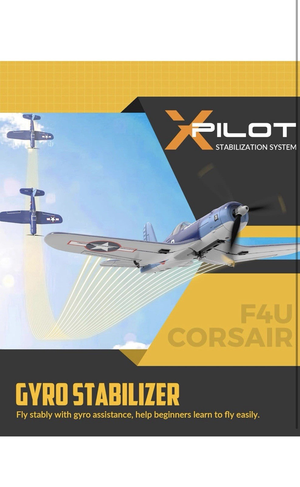 Volantex RC Corsair F4U Airplane Xpilot One Key Aerobatic RTF (761-8)1