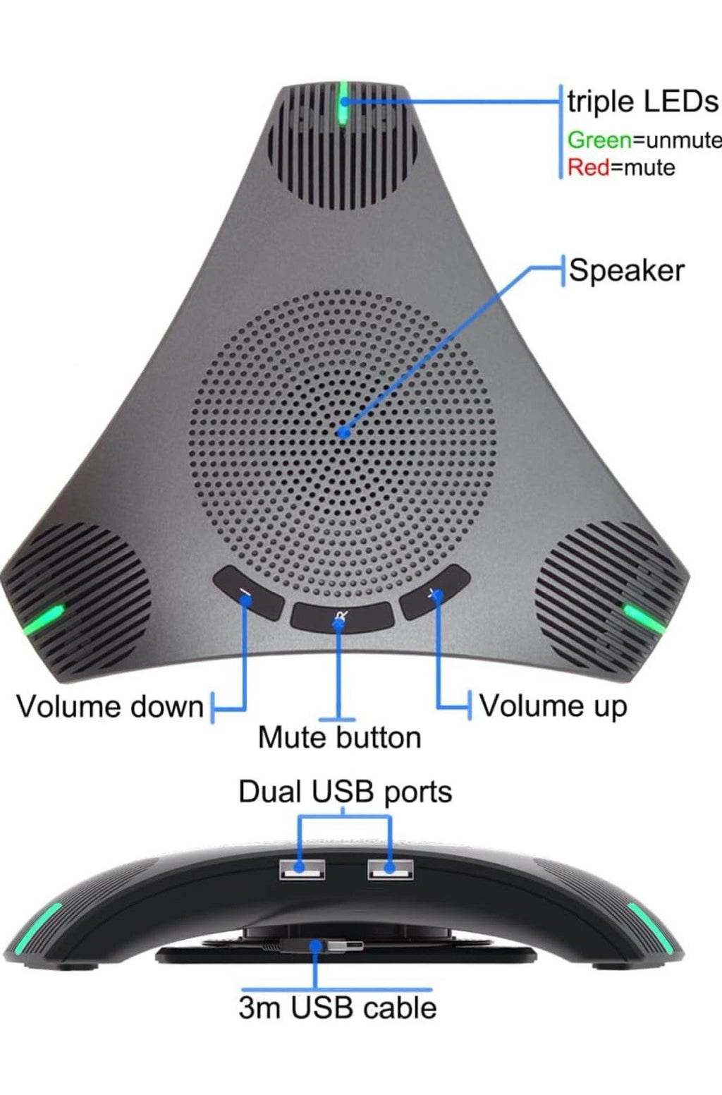 Altavoz y micrófono de conferencia, micrófono de altavoz USB omnidireccional5