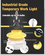 LED Construction String Light 100FT, 130W 16000Lm 100FT 2Prong, White 2