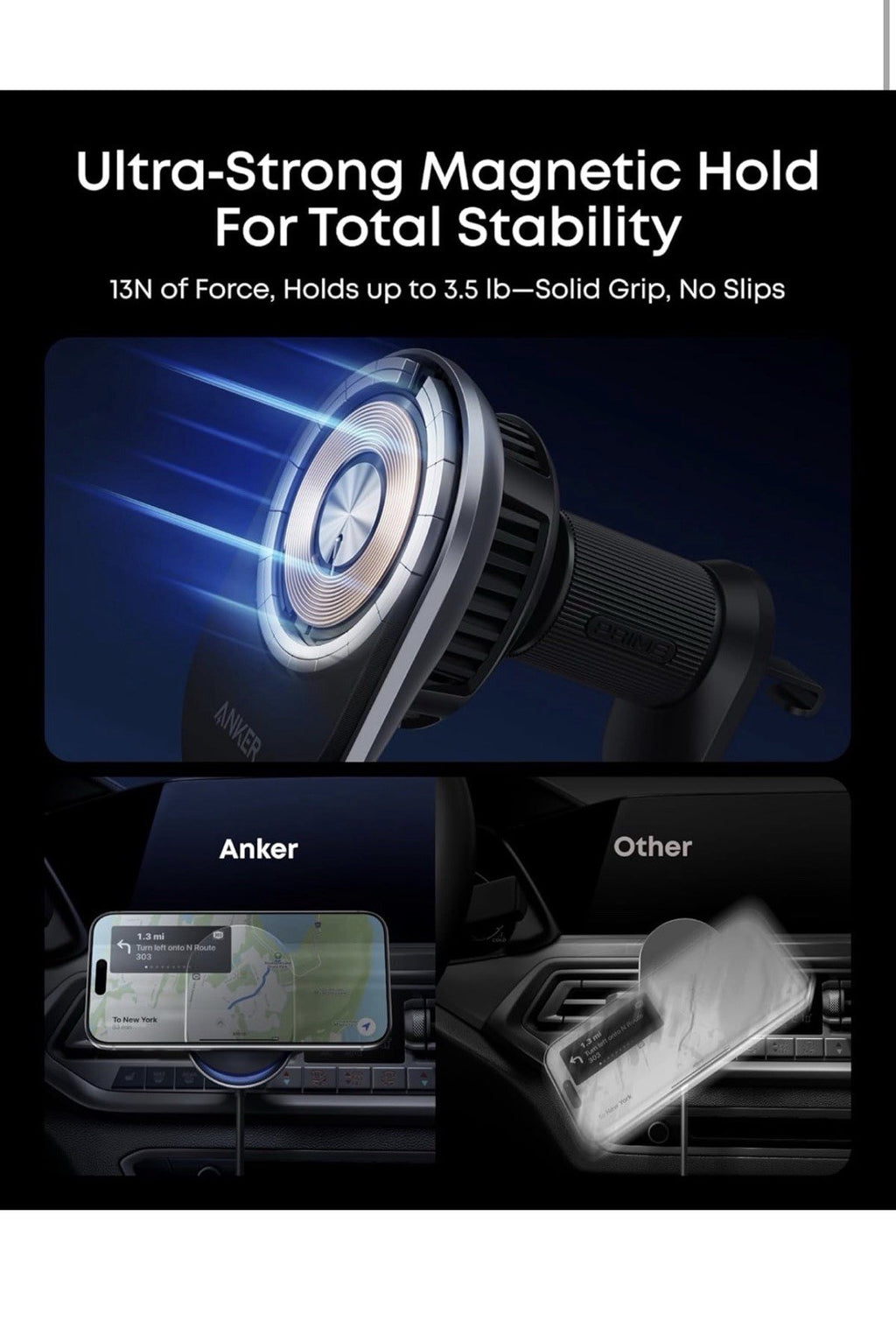 Anker Prime MagSafe Car Mount Charger, Qi2 25W Certified Wireless Car Charger5