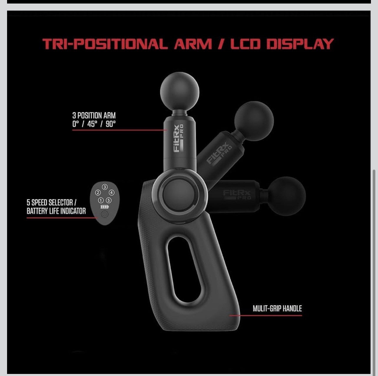 Pistola de masaje de percusión terapéutica de mano con 5 ajustes de velocidad,3