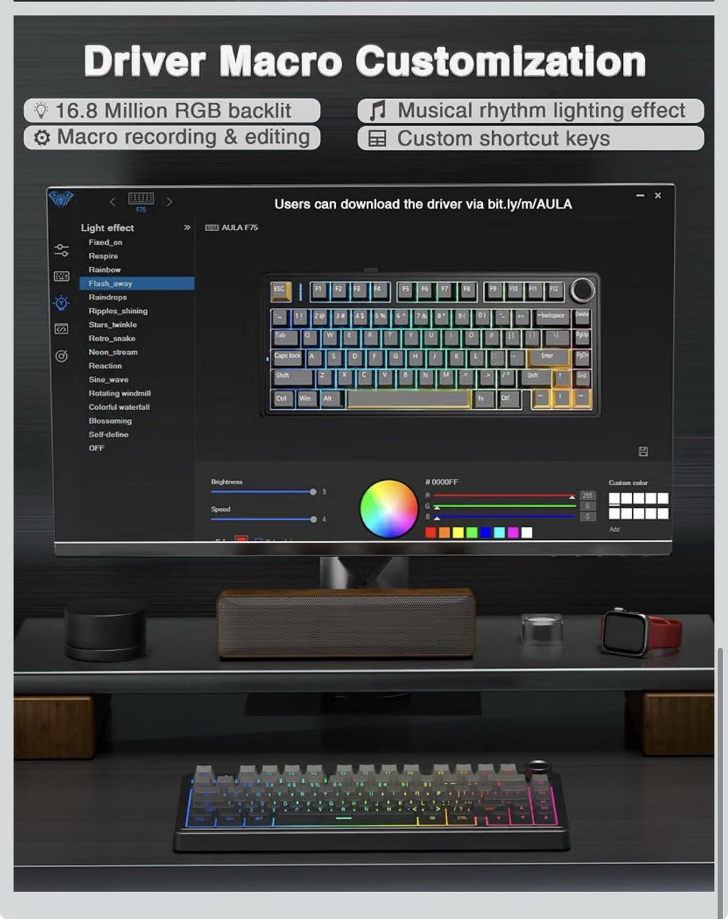 AULA F75 Pro Wireless Mechanical Keyboard,75% Hot Swappable Custom Keyboard with7