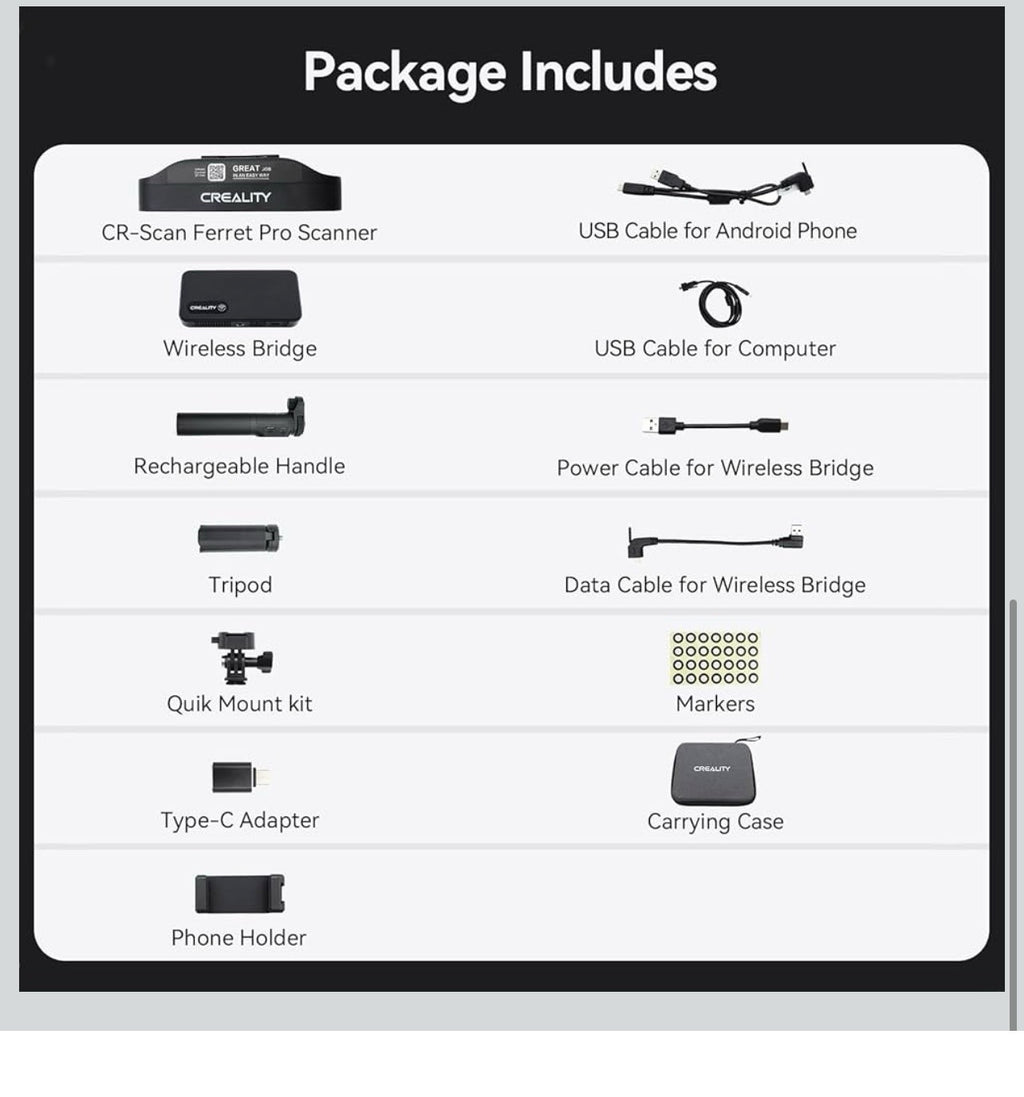 Creality Escáner 3D Ferret Pro para impresión 3D, escaneo 3D inalámbrico de mano5