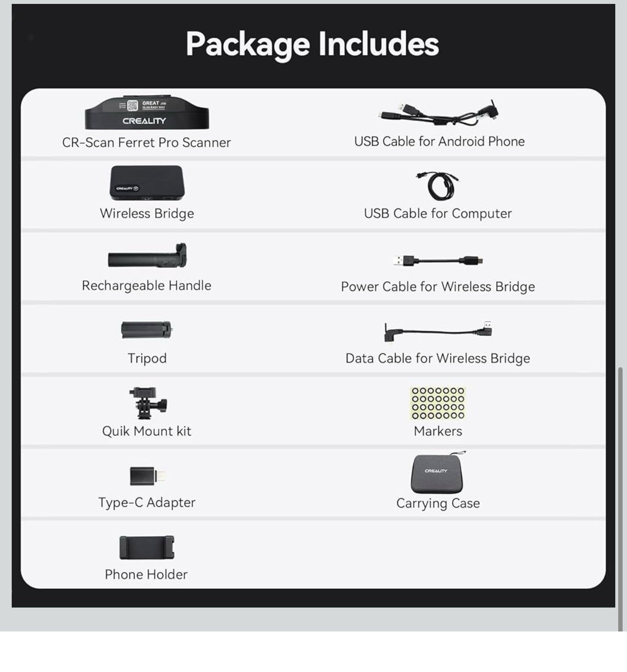 Creality Escáner 3D Ferret Pro para impresión 3D, escaneo 3D inalámbrico de mano5