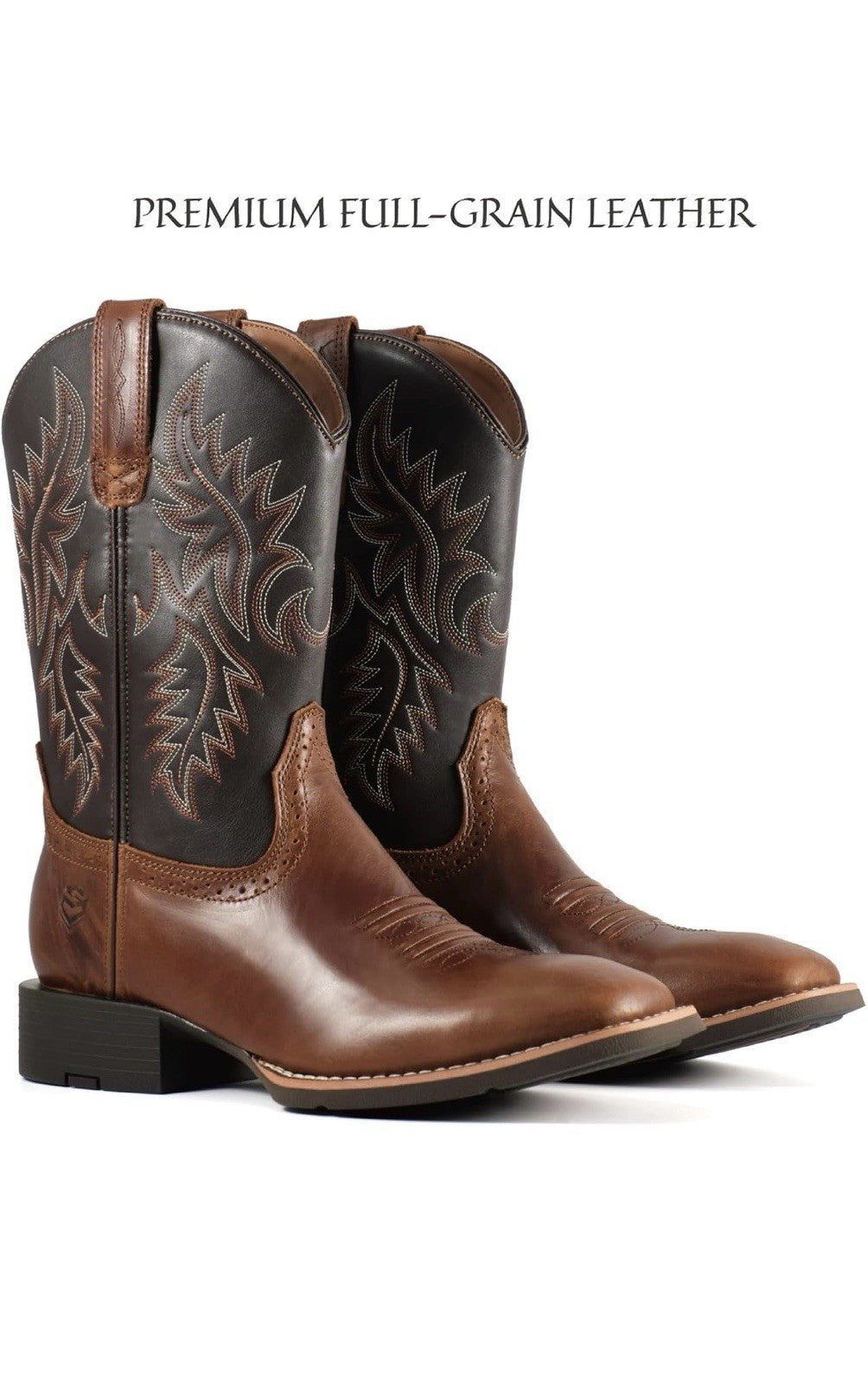 SUREWAY Botas vaqueras para hombre, botas occidentales de punta cuadrada para3