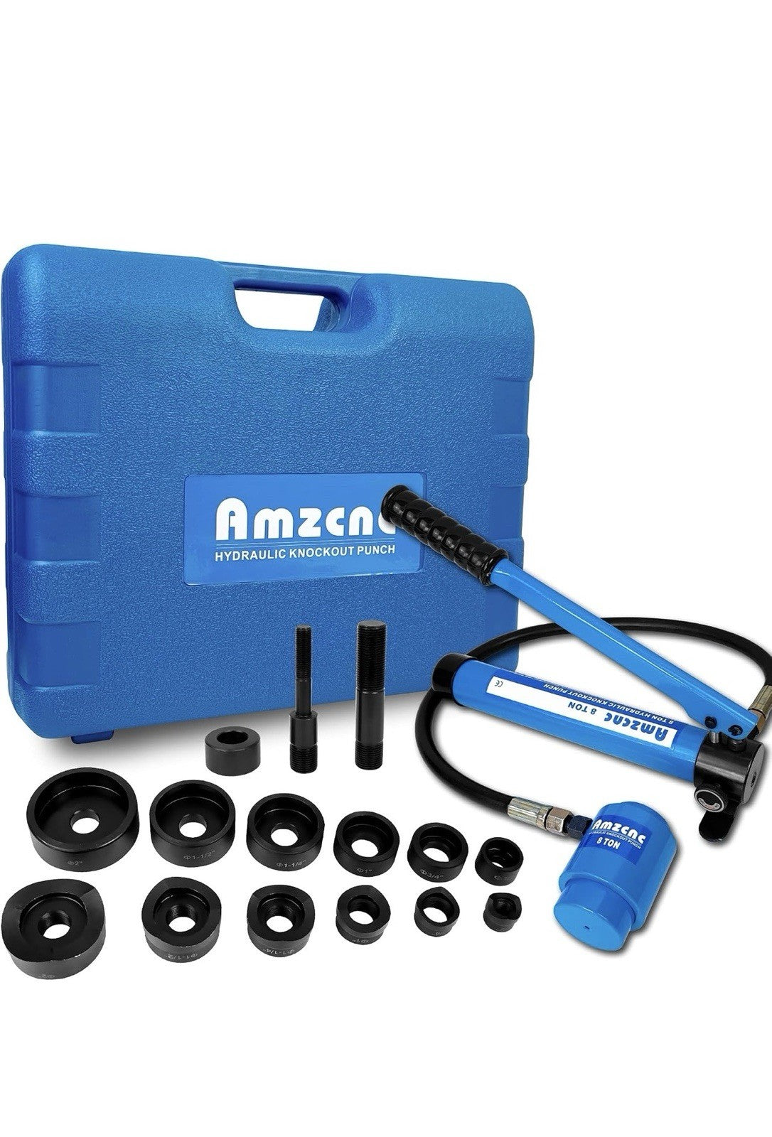 8 Ton Hydraulic Knockout Punch Kit, 1/2-2 Inch, 6 Dies0