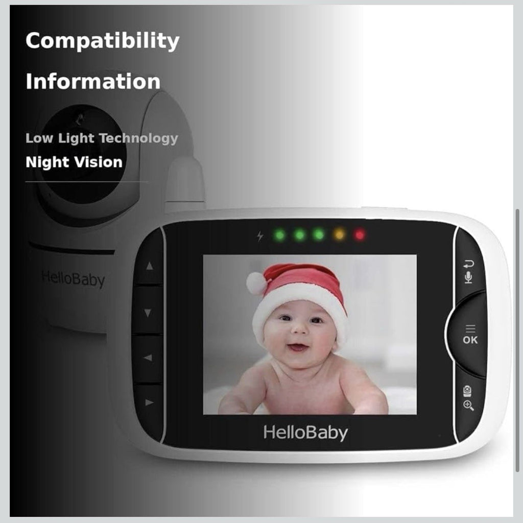 HelloBaby Video Baby Monitor with Remote Camera Pan-Tilt-Zoom, 3.2'' Color2