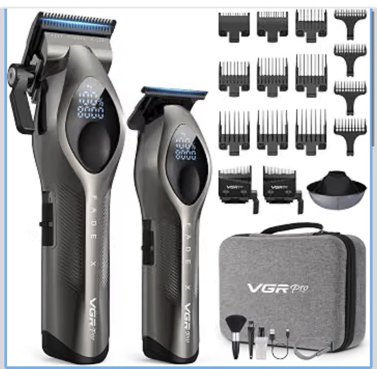 Cordless Hair Clipper Trimmer Set 9 Guide Combs Fade Blade USB-C Rechargeable0