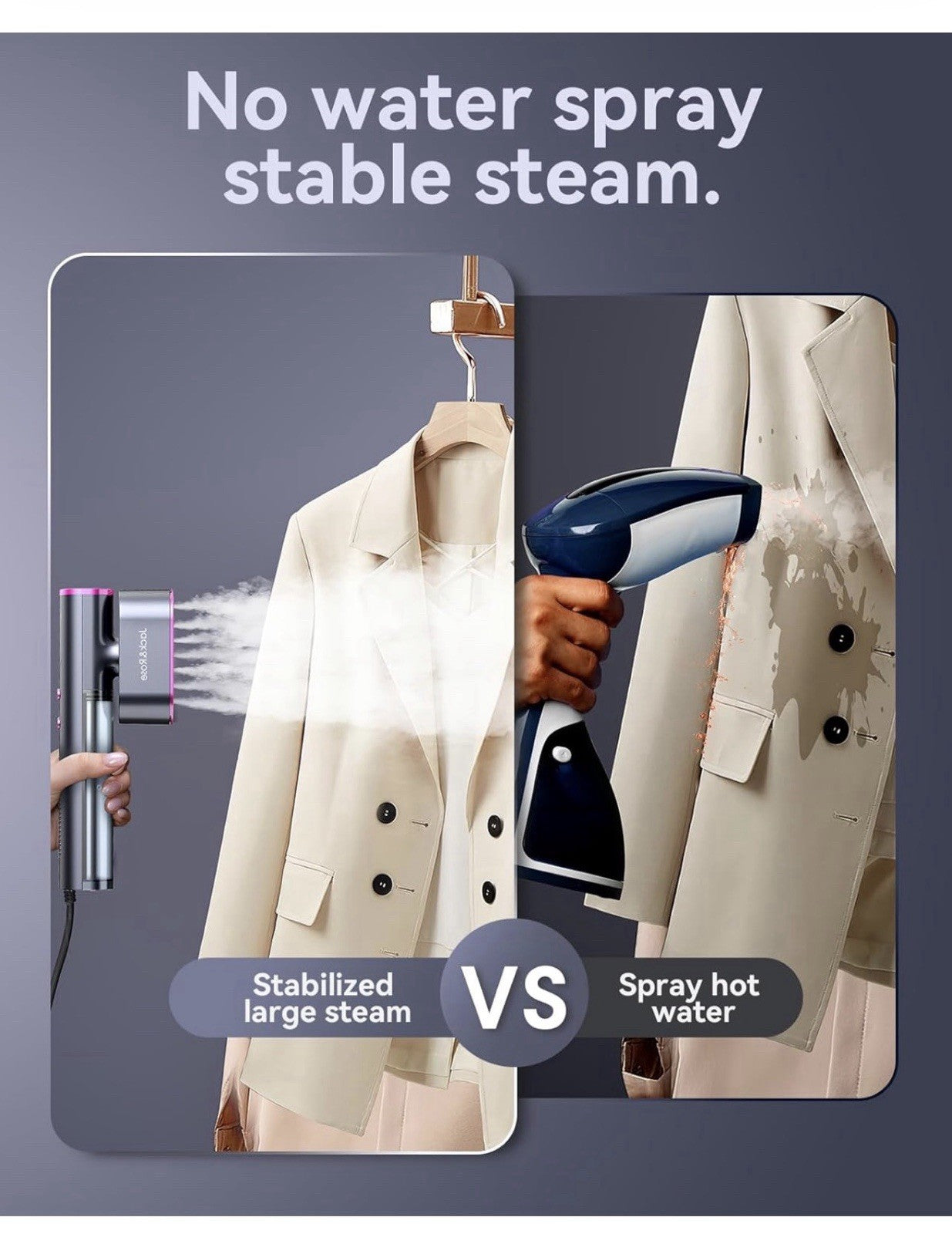 Jack ＆ Rose Travel Steamer for Clothes,100-220V Portable Iron,15S Heat Up Steame5
