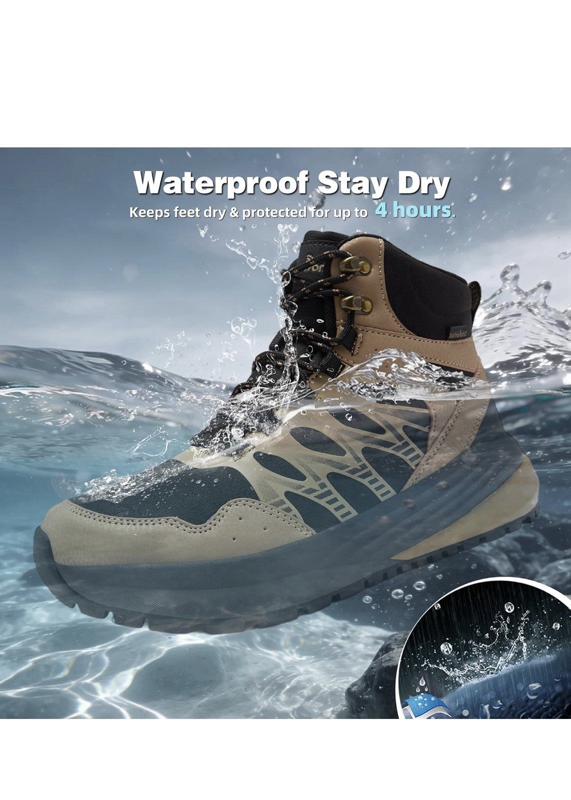 OrthComfoot Men's Orthopedic Wide Waterproof Hiking Boots Work, New with Tags!1