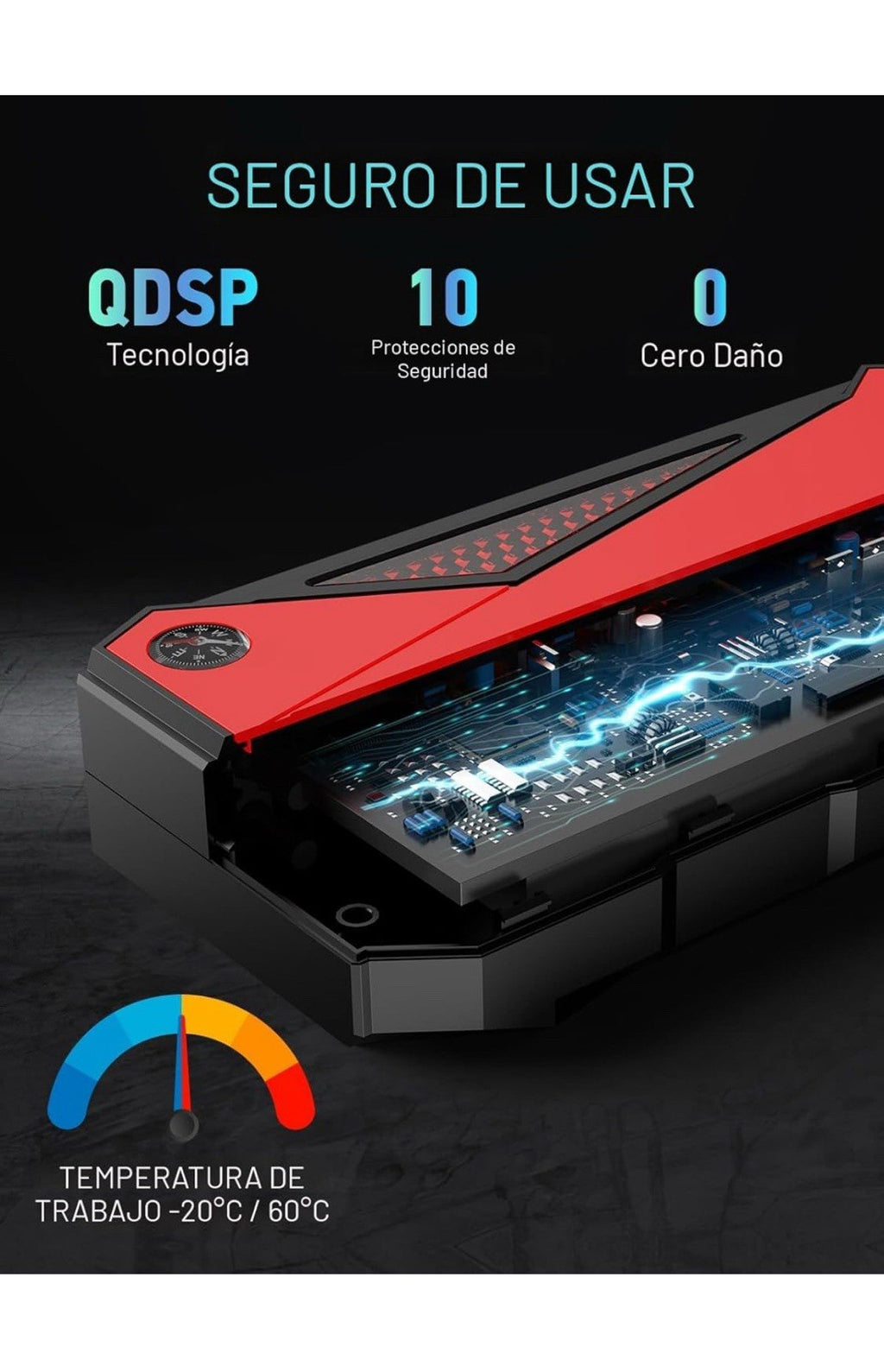 DBPOWER Arrancador portátil de 1600 A, 18000 mAh (motor de gasolina de hasta 7.26