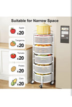 SAYZH Fruit Vegetable Basket for Kitchen, Rotating Storage Rack, 5 Tier Rolling 3
