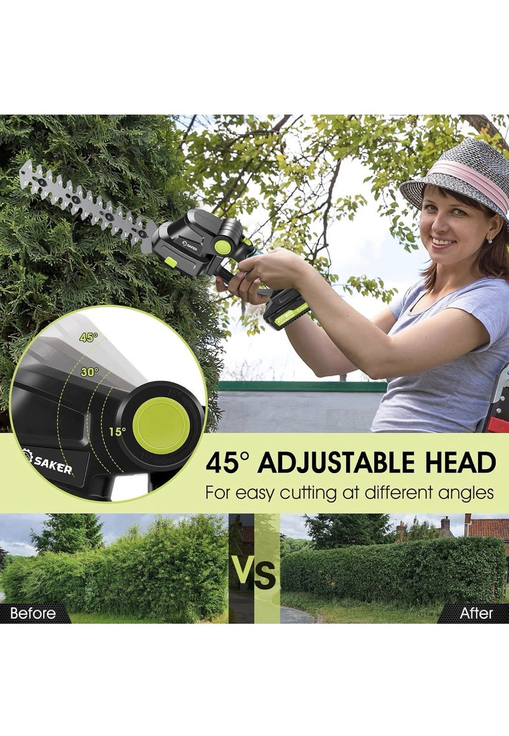 Compact Portable 2-in-1 Cordless Hedge Trimmer - Batteries and Charger Included3