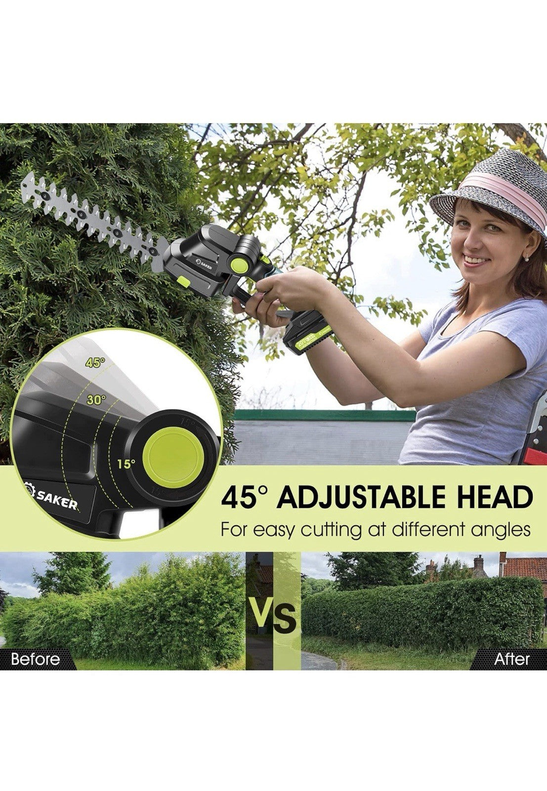 Compact Portable 2-in-1 Cordless Hedge Trimmer - Batteries and Charger Included3