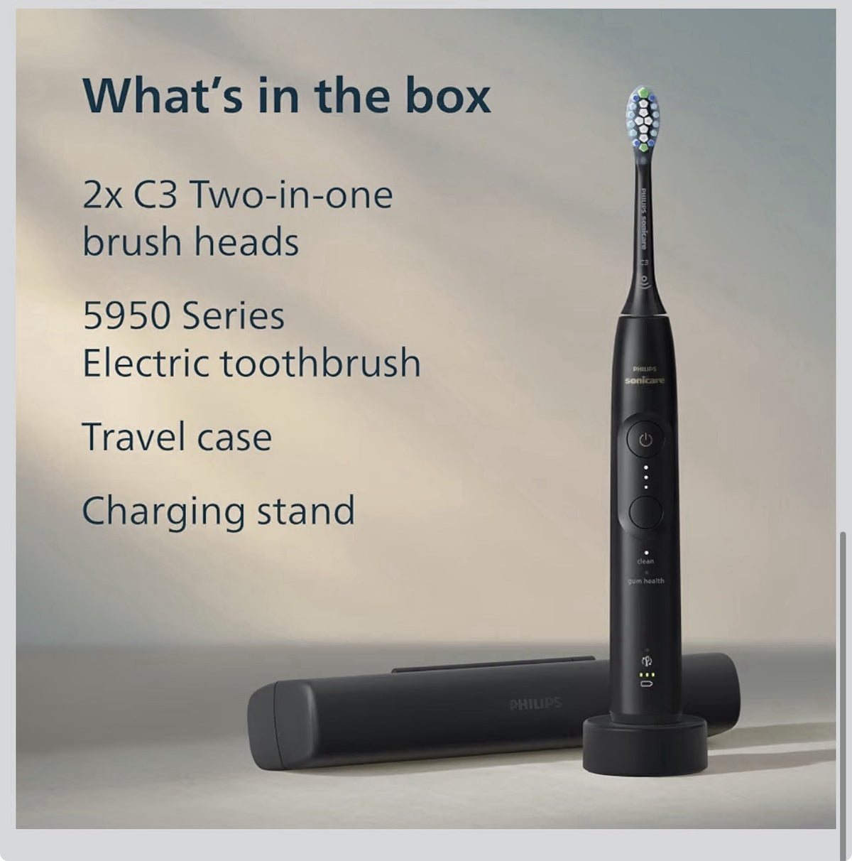 Philips Sonicare 5950 Rechargeable Electric Toothbrush 2 Brush Heads Black8