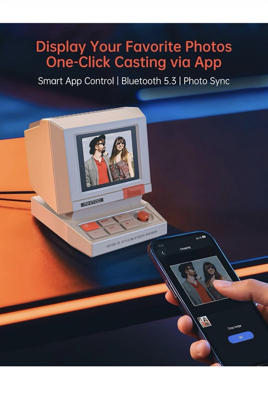 Divoom MiniToo Retro PC-Style Computer Speaker, Pixel Screen with DIY Faces5