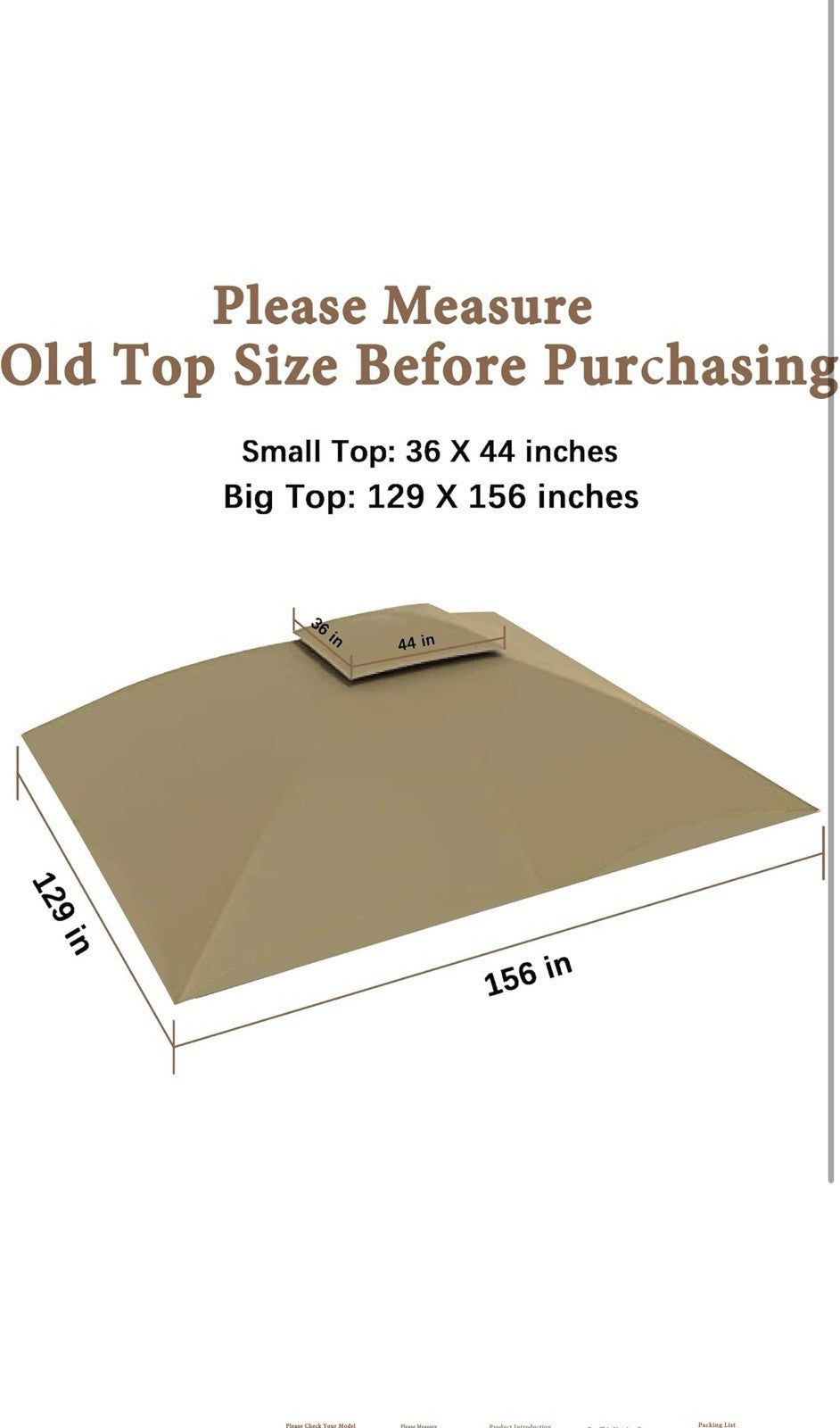 Apex Garden Replacement Canopy for Lowe's Allen Roth 10x12 Inch Gazebo - Beige2