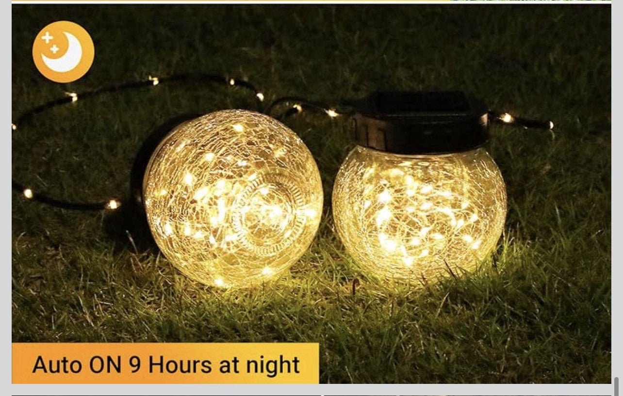 Solar Lights Outdoor Waterproof 12-Pack, Solar Powered Hanging Lantern Cracked G4