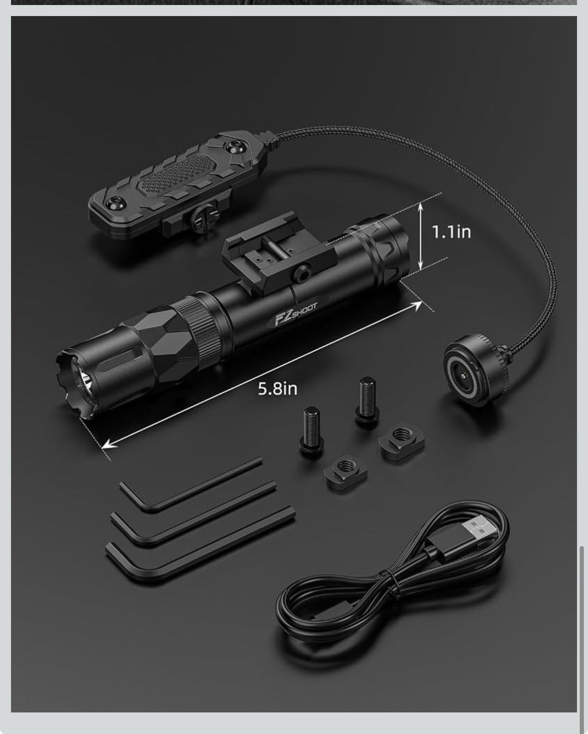 2500 Lumens Rifle Laser Light Combo Compatible with M-Rail, Rechargeable8