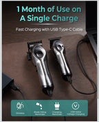 Cordless Hair Clipper Trimmer Set 9 Guide Combs Fade Blade USB-C Rechargeable4