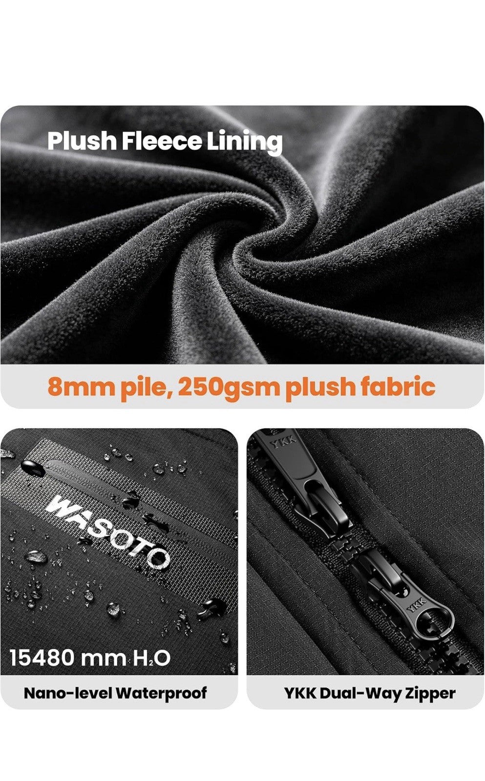 WASOTO Heated Jackets for Men with 18400mAh Black XL Windproof Waterproof7