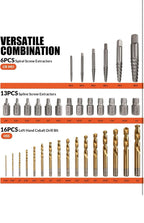 62Pcs Screw Extractor Set with Left Hand Drill Bit, Bolt Extractor Kit Heavy D7