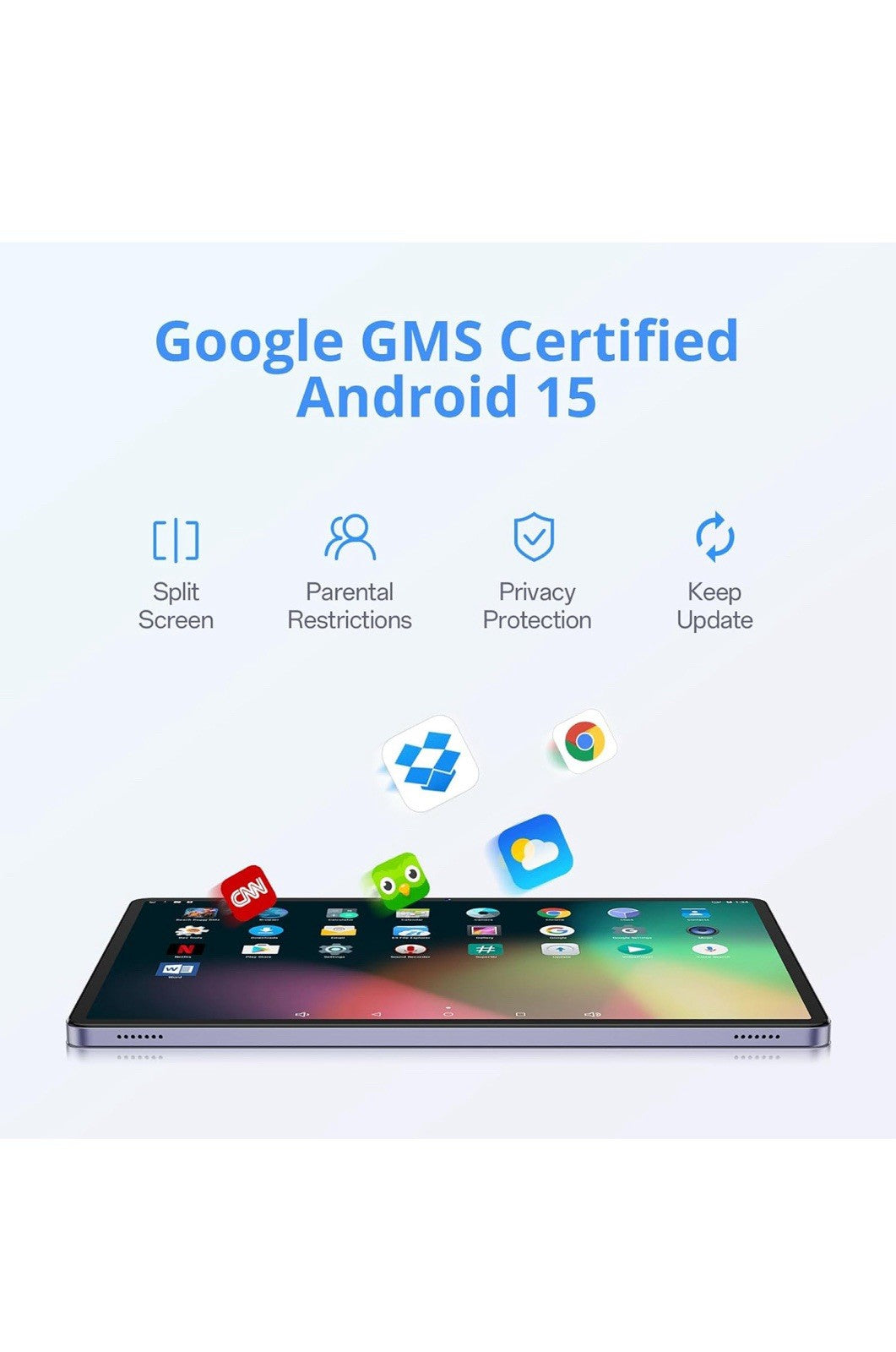 EDUAITAB Android 15 Tablet,11 Inch Tablet 1280X800 FHD Display,Octa-Core,16GB RA