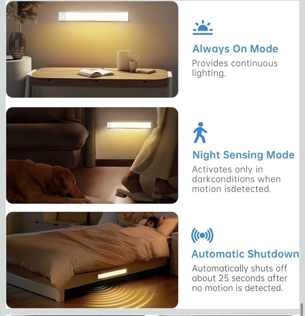 5 Pack Under Cabinet Lighting,Rechargeable Motion Sensor Light Indoor,3 Colors D6