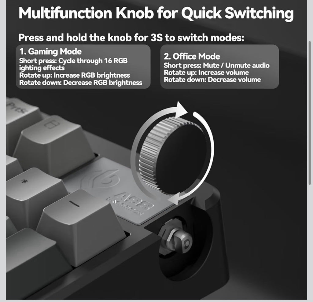 LEOBOG A98 Wireless Gaming Creamy Mechanical Keyboard with Number Pad Knob 96%2