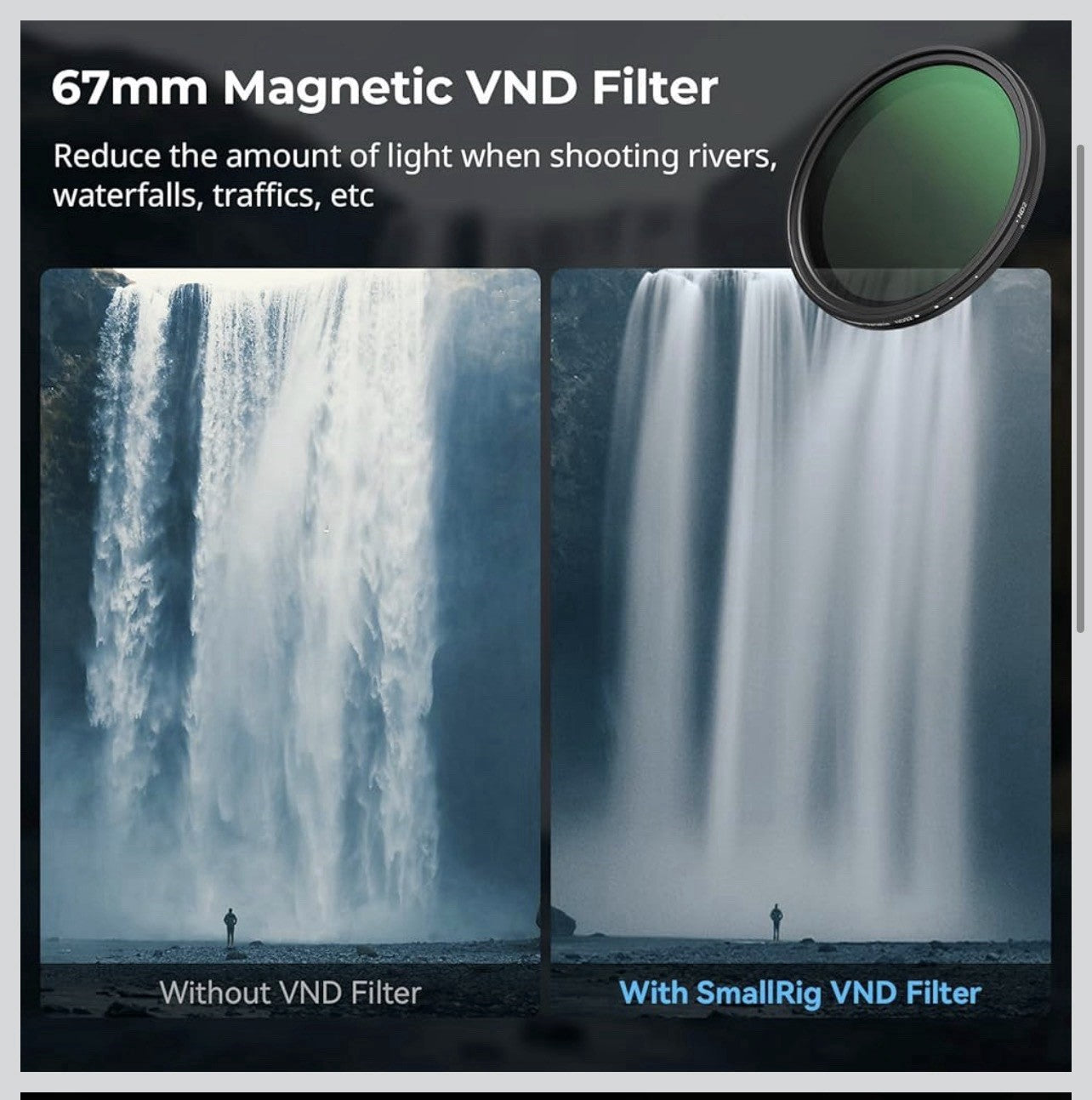 SmallRig 5-in-1 Magnetic 67mm Lens Filter Kit: VND + CPL + Black Mist 1/4 +2