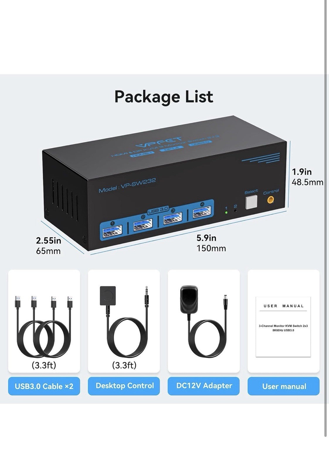 8K@60Hz HDMI Displayport KVM Switch USB 3.0 2 Monitors 2 Computers 4K@120Hz6