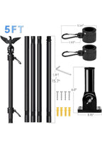 LETSTRY 5FT Flag Pole Kit for Outside House with American Flag & Solar Light,1"1