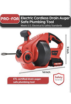 POPULO 20V Cordless Electric Drain Auger-Efficient 25Ft Auto-Feed Drain Snake wi1