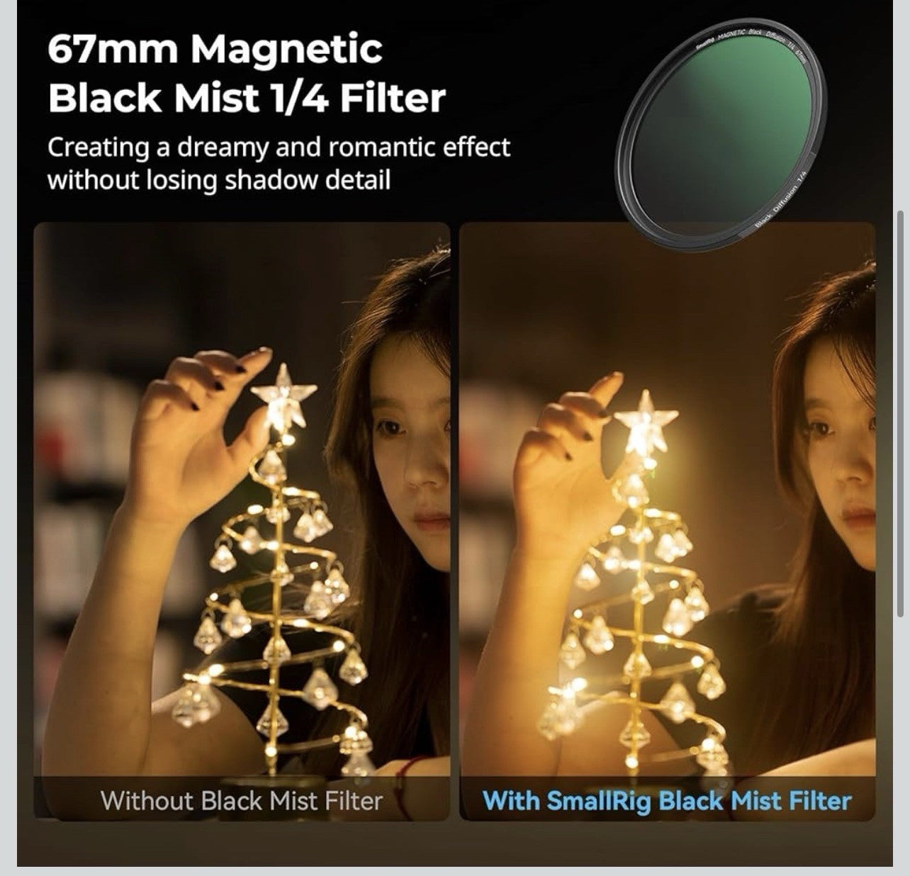 SmallRig 5-in-1 Magnetic 67mm Lens Filter Kit: VND + CPL + Black Mist 1/4 +4
