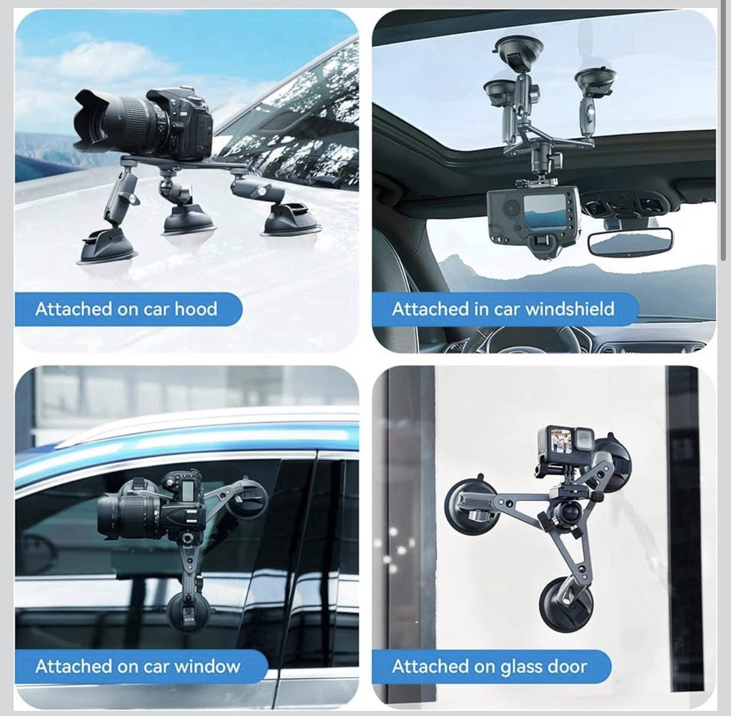 Soporte de montaje para cámara de triple ventosa, trípode resistente para3