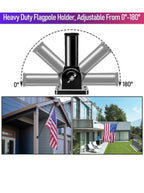 LETSTRY 5FT Flag Pole Kit for Outside House with American Flag & Solar Light,1"7