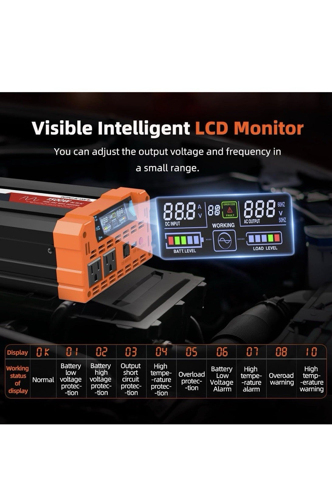 BELTTT Inversor de onda sinusoidal pura de 1500 W de 12 V a 120 V2