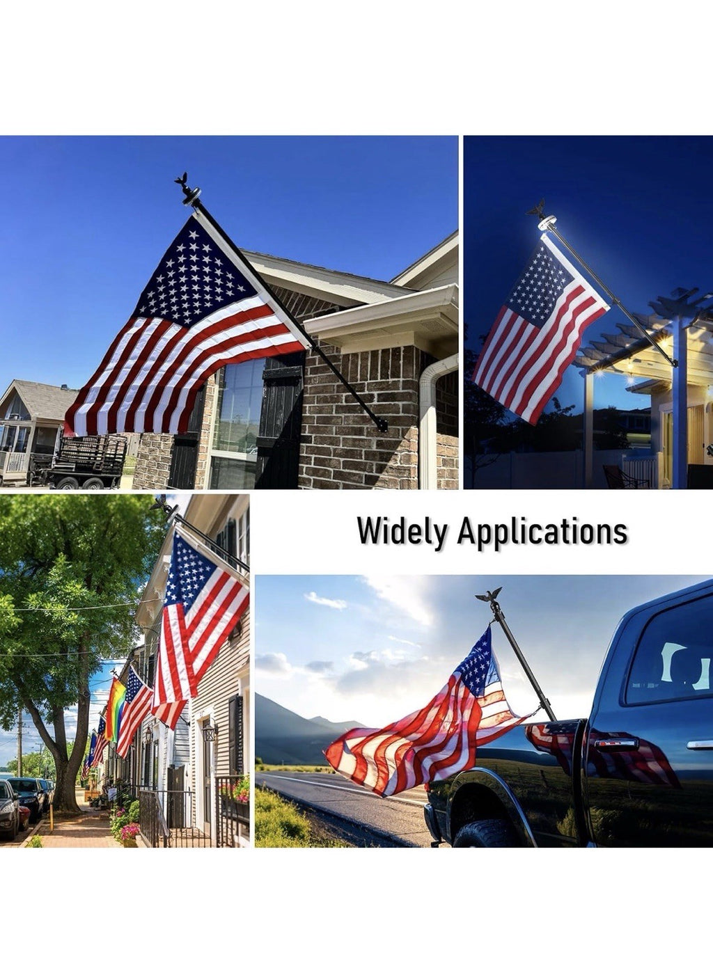 LETSTRY 5FT Flag Pole Kit for Outside House with American Flag & Solar Light,1"5