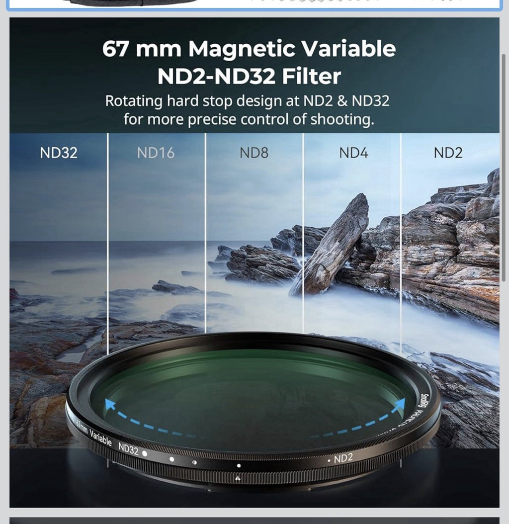 SmallRig 5-in-1 Magnetic 67mm Lens Filter Kit: VND + CPL + Black Mist 1/4 +1