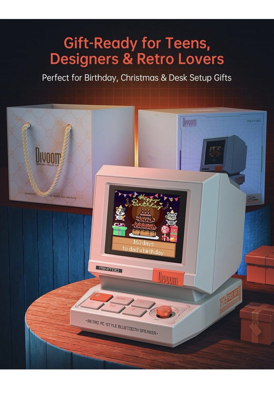 Divoom MiniToo Retro PC-Style Computer Speaker, Pixel Screen with DIY Faces7