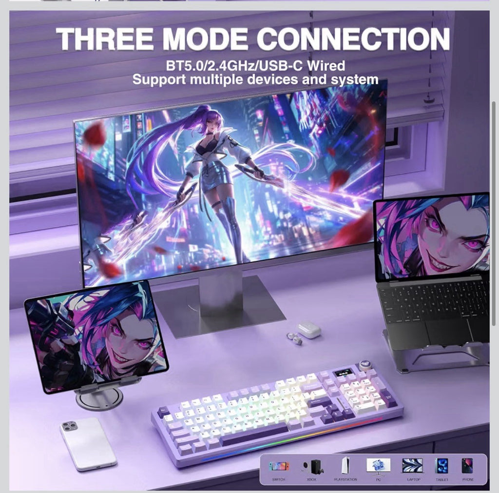 AULA S98 Pro Wireless Mechanical Gaming Keyboard with Screen, Knob, 96 Keys 22