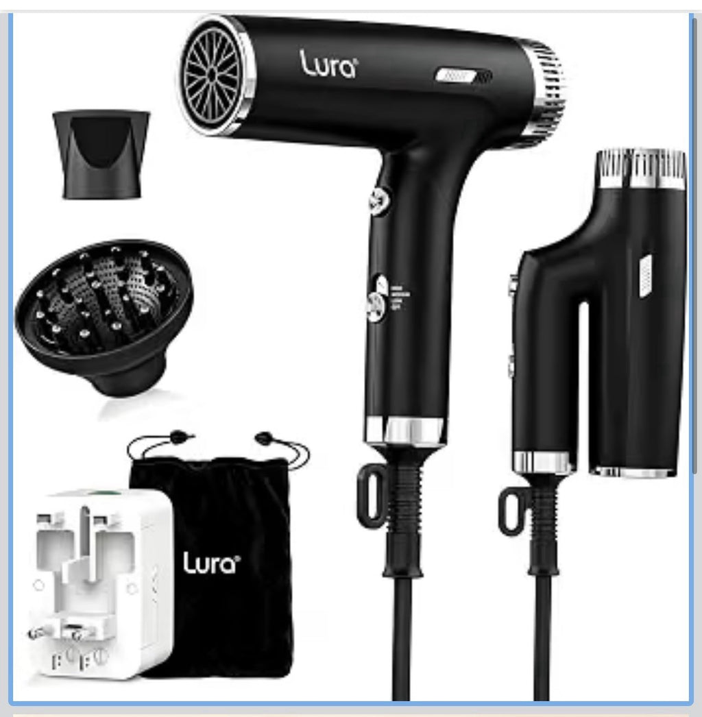 Dual-Voltage-Travel-Hair-Dryer with Diffuser for Women,1200W Mini Portable B0