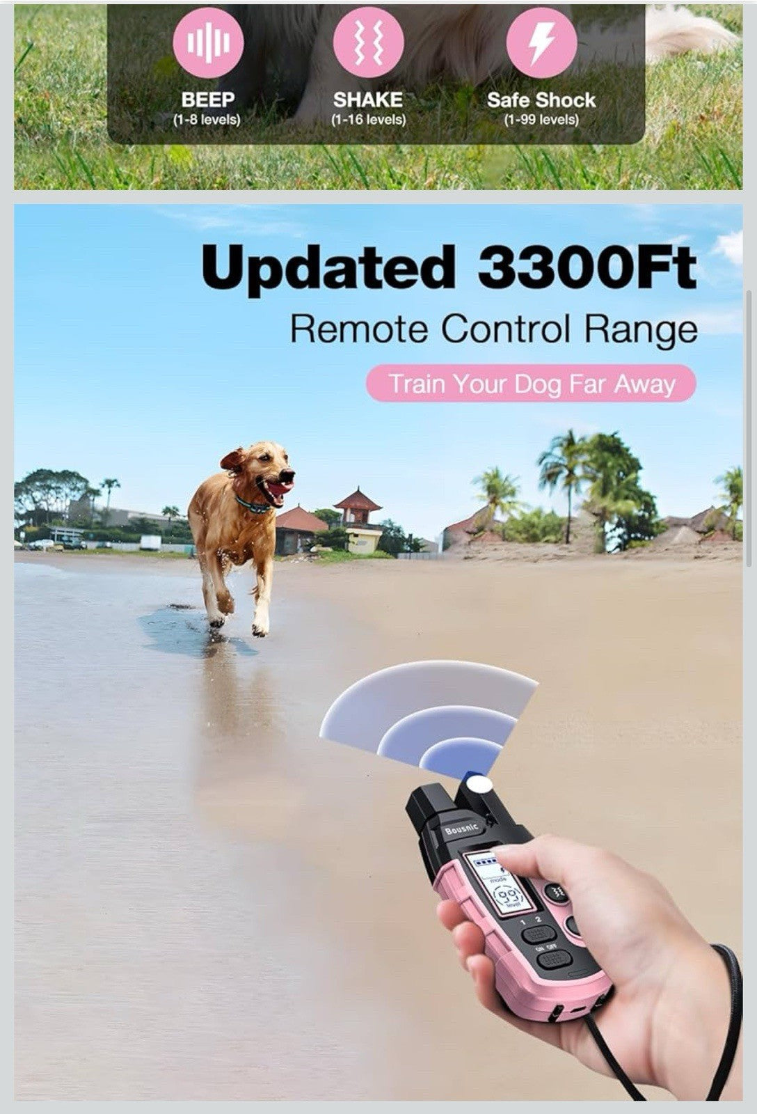 Bousnic Dog Shock Collar - 3300Ft Dog Training Collar with Remote for 5-120lb...2