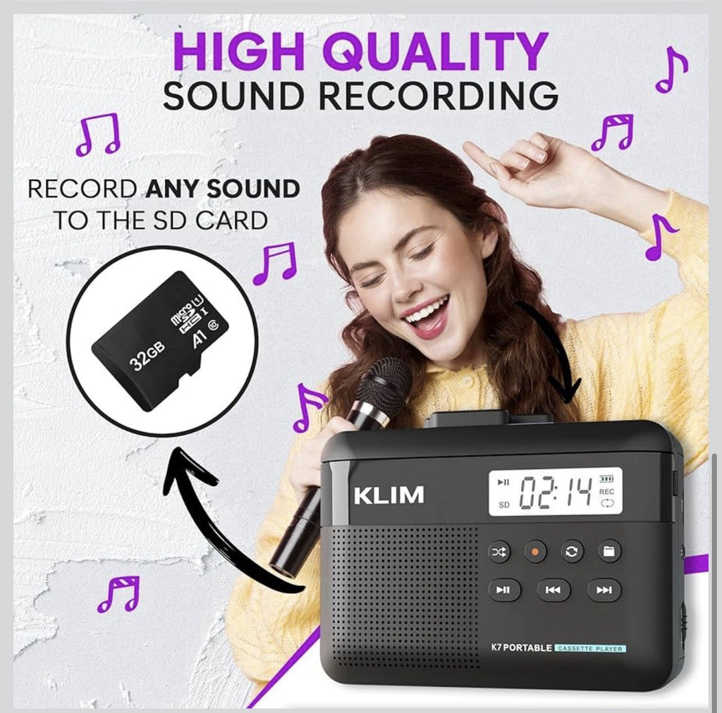 KLIM K7 Cassette Tape Player + Cassette to MP3 Converter + Portable Cassette 3