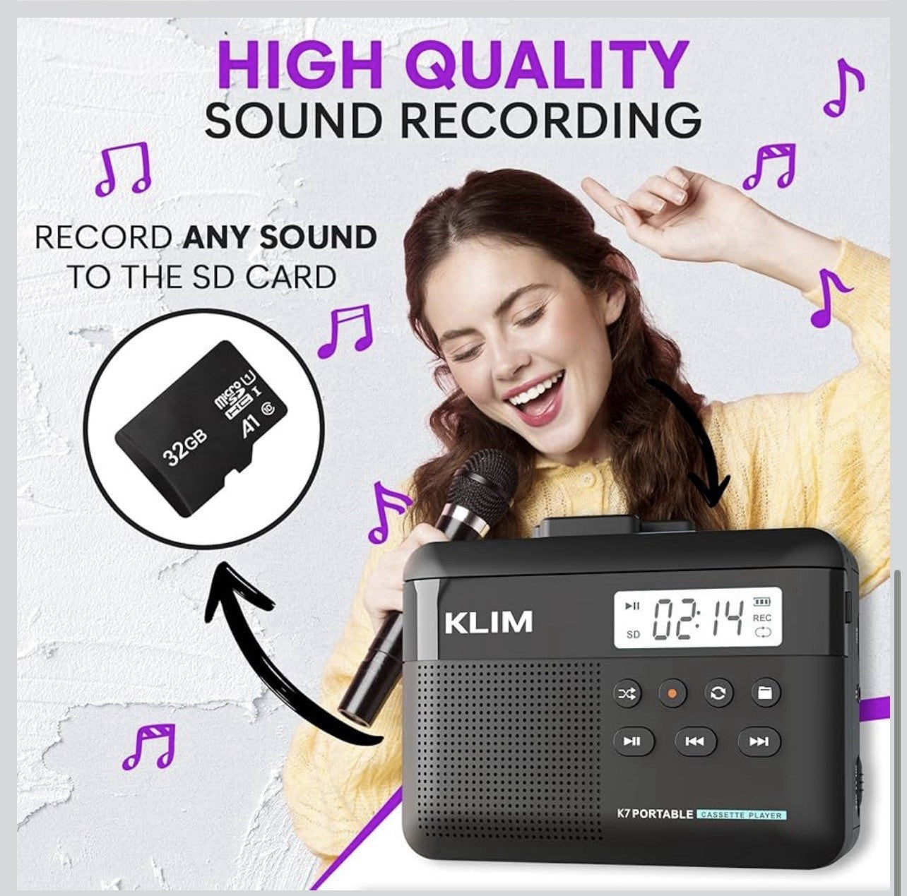 KLIM K7 Cassette Tape Player + Cassette to MP3 Converter + Portable Cassette 3