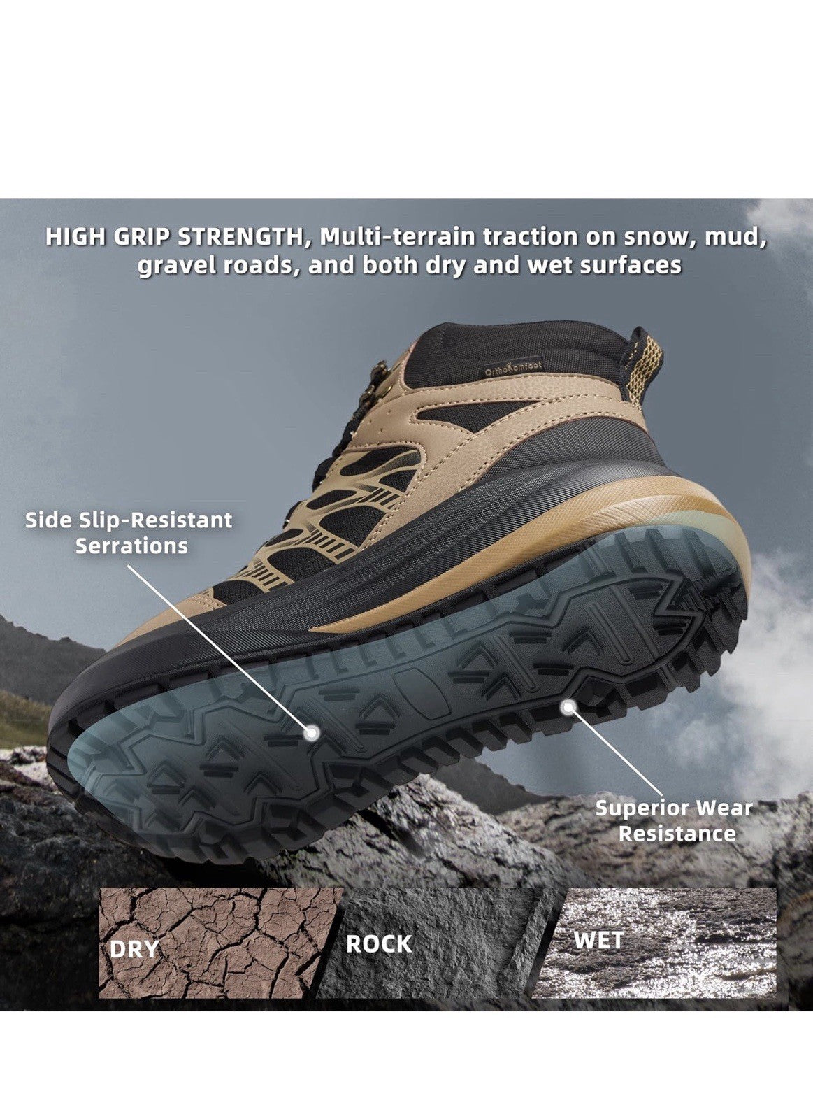 OrthComfoot Men's Orthopedic Wide Waterproof Hiking Boots Work, New with Tags!5