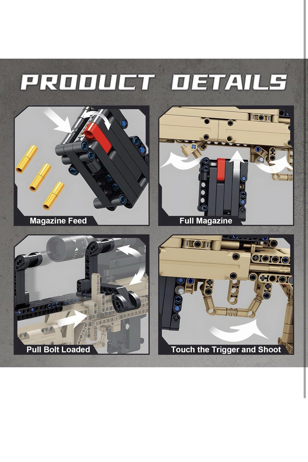 Shootable Sniper Playset, Building Bricks Toy, for Sniper Lover4