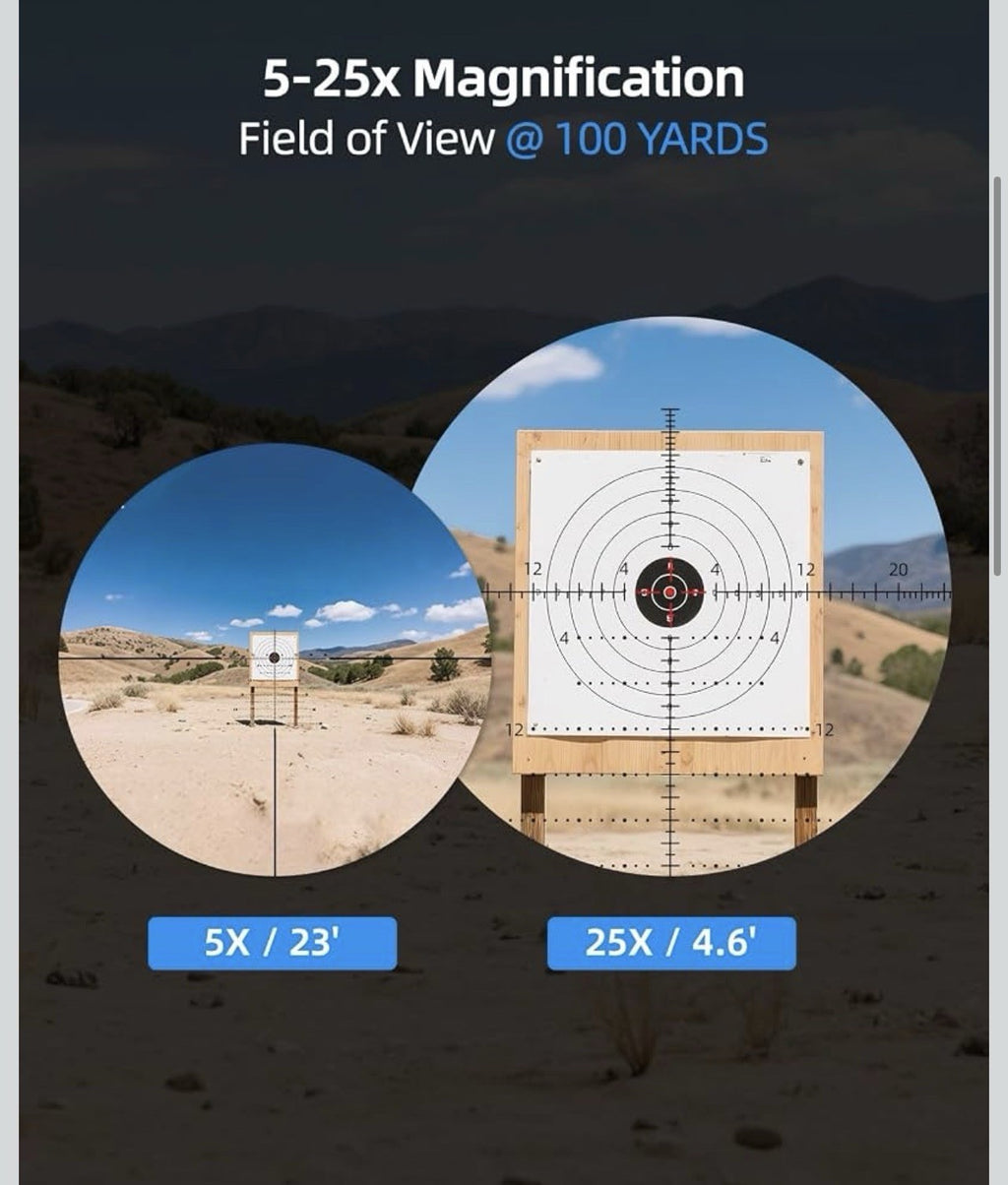 EZshoot FFP Rifle Scope with Zero Stop, MOA Illuminated Reticle, Parallax Ad3