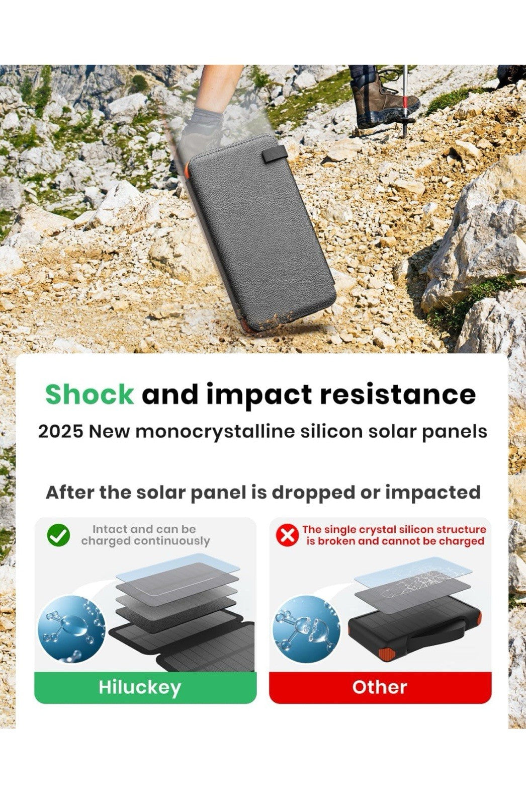 Cargador solar de 25000 mAh, banco de energía portátil para exteriores Hiluckey7